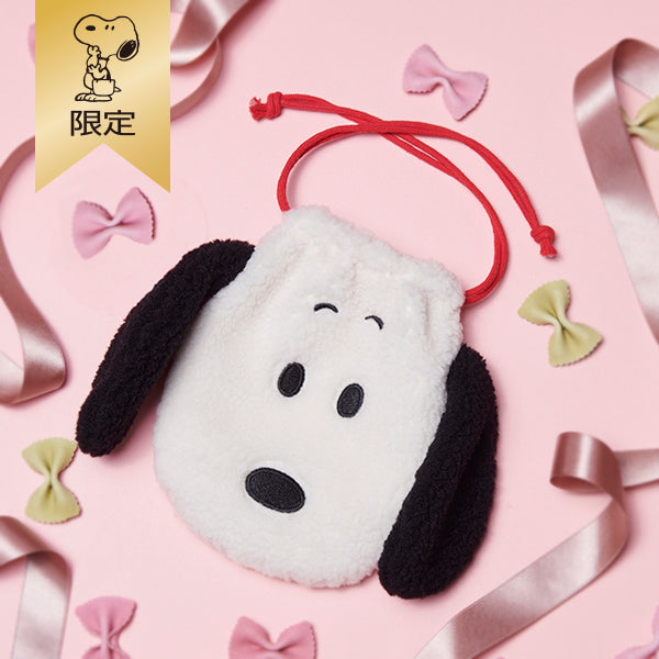 【おかいものSNOOPY限定】もこもこフェイス巾着