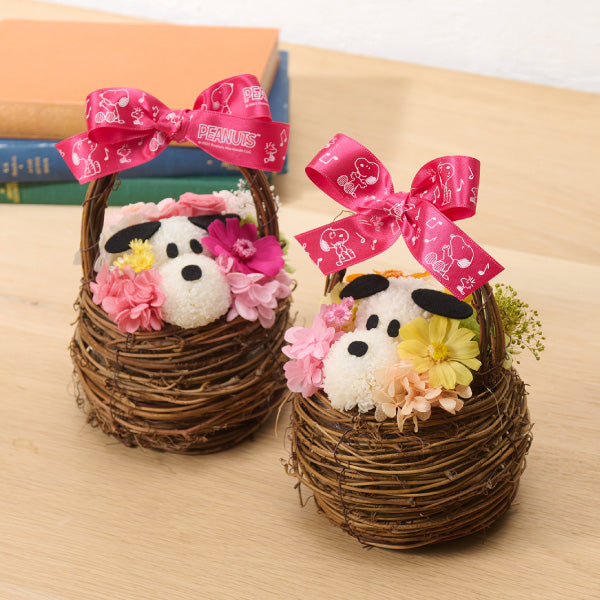 【おかいものSNOOPYオリジナル】お花スヌーピー フラワーバスケット